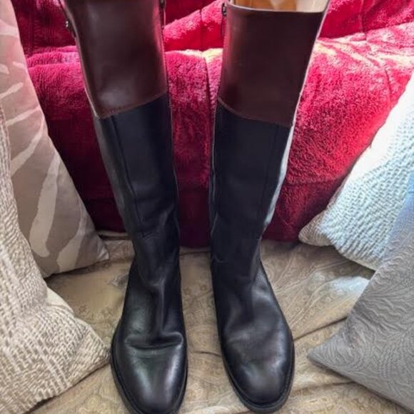 Very stylish Black and brown leather riding boots, Size 8M - Picture 1 of 7